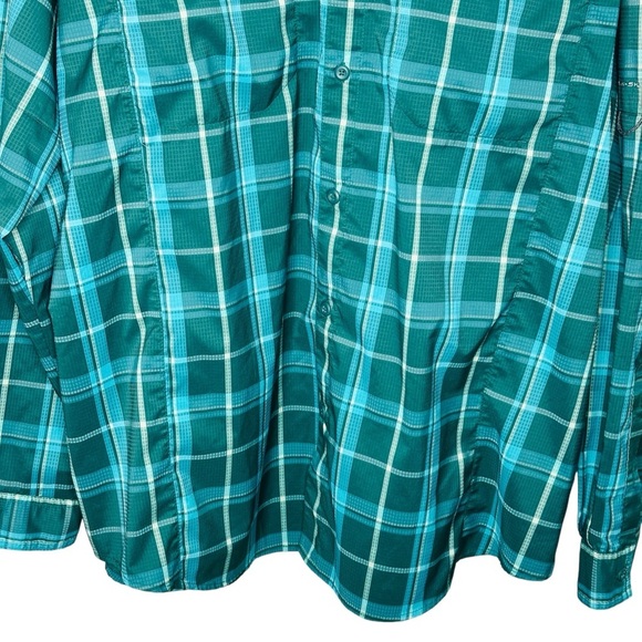 Columbia Omni Shade Green Plaid Button Front Men's Shirt Size XXL - Picture 3 of 6